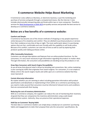 eCommerce Website Helps Boost Marketing