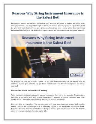 Reasons Why String Instrument Insurance is the Safest Bet!