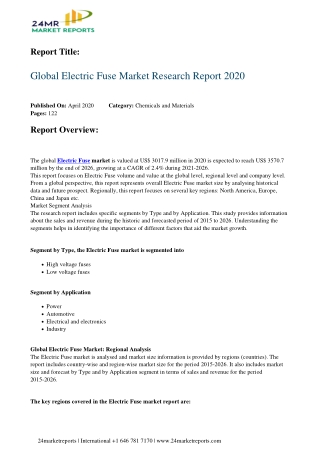 Electric Fuse Market Research Report 2020