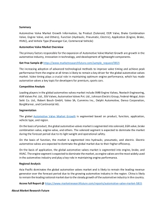 Automotive Valve Market Growth