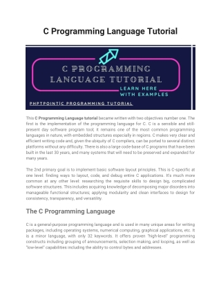 C Programming Language Tutorial