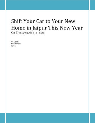 Shift Your Car to Your New Home in Jaipur This New Year