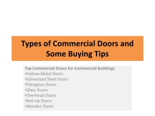 Types of Commercial Doors and Some Buying Tips