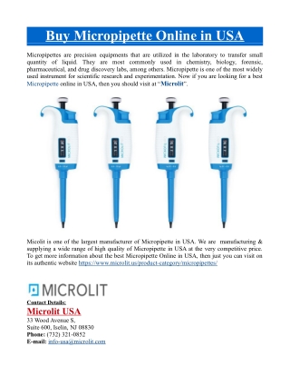 Buy Micropipette Online in USA