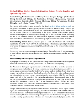 Medical Billing Market Growth Estimation, Future Trends, Insights and Dynamics By 2023