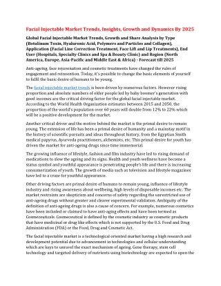 Facial Injectable Market Trends, Insights, Growth and Dynamics By 2025