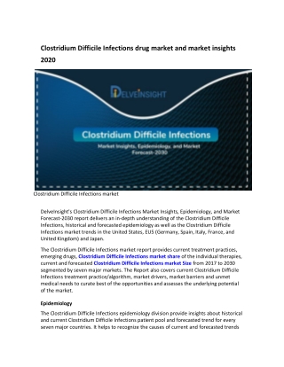 Global Clostridium Difficile Infections market trend and epidemiology 2020