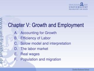 Chapter V: Growth and Employment