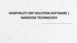 Hospitality ERP solution software | Nanovise Technology