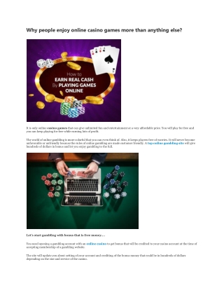 Why people enjoy online casino games more than anything else?