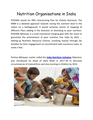 Nutrition Organisations in India
