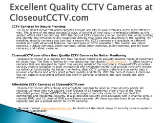 Excellent Quality CCTV Cameras at CloseoutCCTV.com
