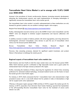 Transcatheter Heart Valve Market is set to emerge with 12.8% CAGR over 2020-2026