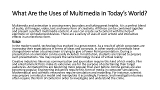 Multimedia and Animation