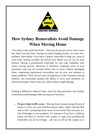 How Sydney Removalists Avoid Damage When Moving Home?