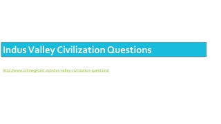 Indus Valley Civilization Questions