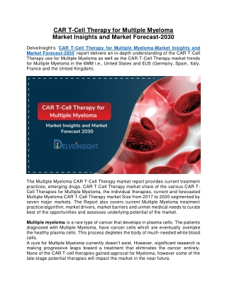 CAR T Cell Therapy for Multiple Myeloma Market