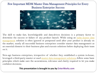 Few Important MDM Master Data Management Principles for Every Business Enterprise Success