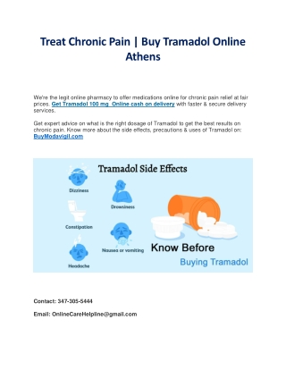 Treat Chronic Pain with Tramadol Online COD
