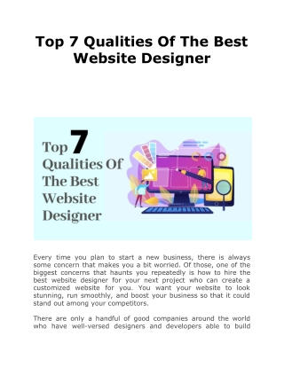 Top 7 Qualities Of The Best Website Designer