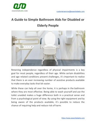 A Guide to Simple Bathroom Aids for Disabled or Elderly People