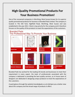 High Quality Promotional Products For Your Business Promotion!