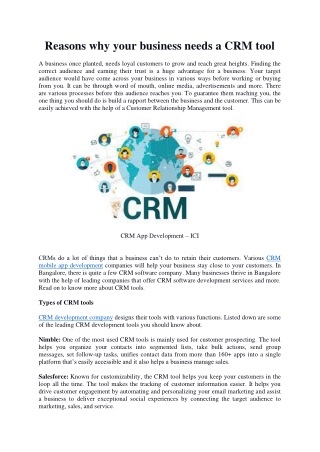 Reasons why your business needs a CRM tool - ICI