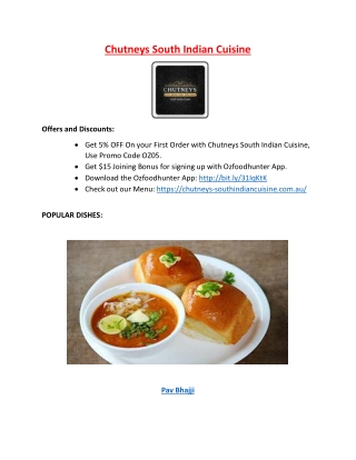 Chutneys South Indian Cuisine Derrimut, VIC - 5% off