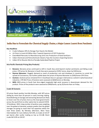 India Has to Formulate the Chemical Supply Chains, a Major Lesson Learnt from Pandemic