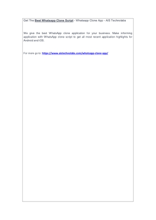 Get The Best Whatsapp Clone Script - Whatsapp Clone App - AIS Technolabs