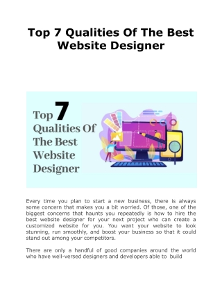 Top 7 Qualities Of The Best Website Designer