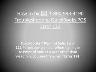 How to fix ☎ 1-800-993-4190 Troubleshooting QuickBooks POS Error 121