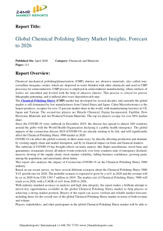 Chemical Polishing Slurry Market Insights, Forecast to 2026
