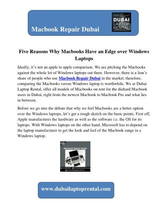 Five Reasons Why Macbooks Have an Edge over Windows Laptops ?