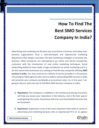 How To Find The Best SMO Services Company In India?
