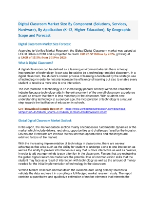 Digital Classroom Market Size By Component (Solutions, Services, Hardware), By Application (K-12, Higher Education), By