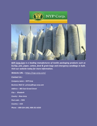 (Nyp-corp.com ) | Buy Textile Packaging Products