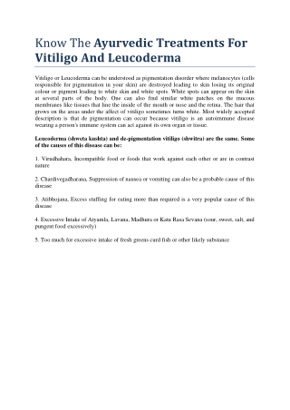 Know The Ayurvedic Treatments For Vitiligo And Leucoderma