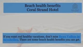 Beach health benefits by Coral Strand Hotel