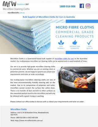 Bulk Supplier of Microfibre Cloths for Cars in Australia