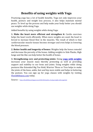 Benefits of using weights with Yoga