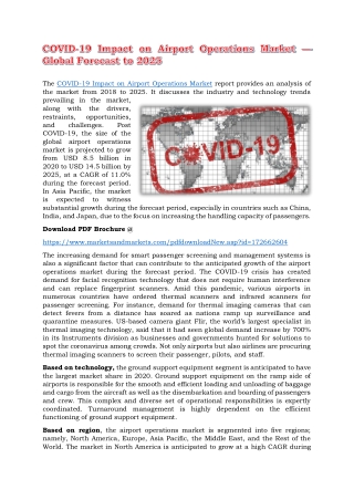 COVID-19 Impact on Airport Operations Market — Global Forecast to 2025