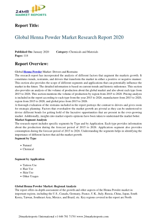Henna Powder Market Research Report 2020