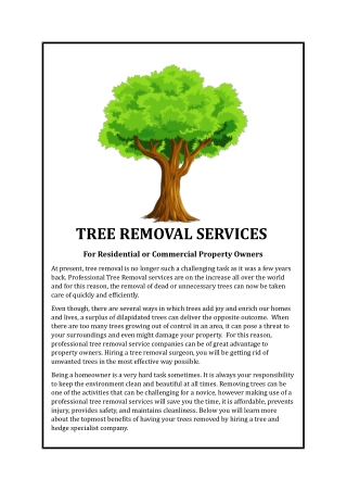 The Advantages of Tree Removal Services for Residential or Commercial Property Owners
