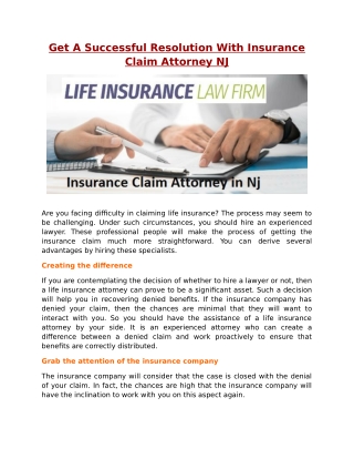 Get A Successful Resolution With Insurance Claim Attorney NJ