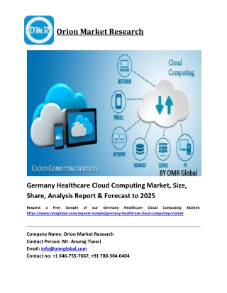 Germany Healthcare Cloud Computing Market Growth, Size, Share, Industry Report and Forecast 2019-2025