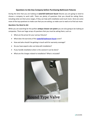 Questions to Ask Any Company before Purchasing Bathroom Fixtures