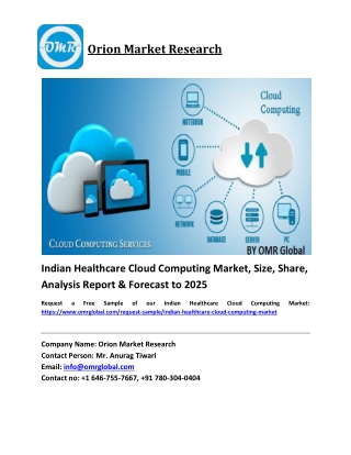 Indian Healthcare Cloud Computing Market Growth, Size, Share, Industry Report and Forecast 2019-2025