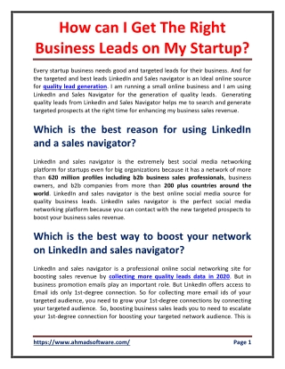 How can I Get The Right Business Leads on My Startup