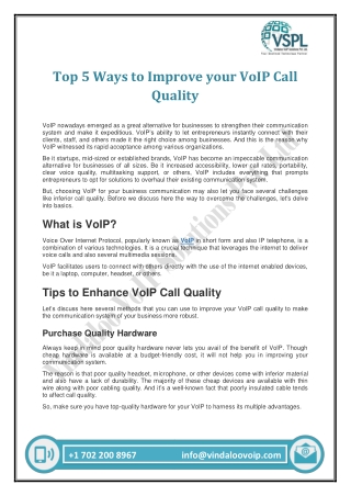 Top 5 Ways to Improve your VoIP Call Quality